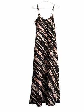 Primark UK Women’s Black and Blush Print Slip Maxi Dress size 8 US